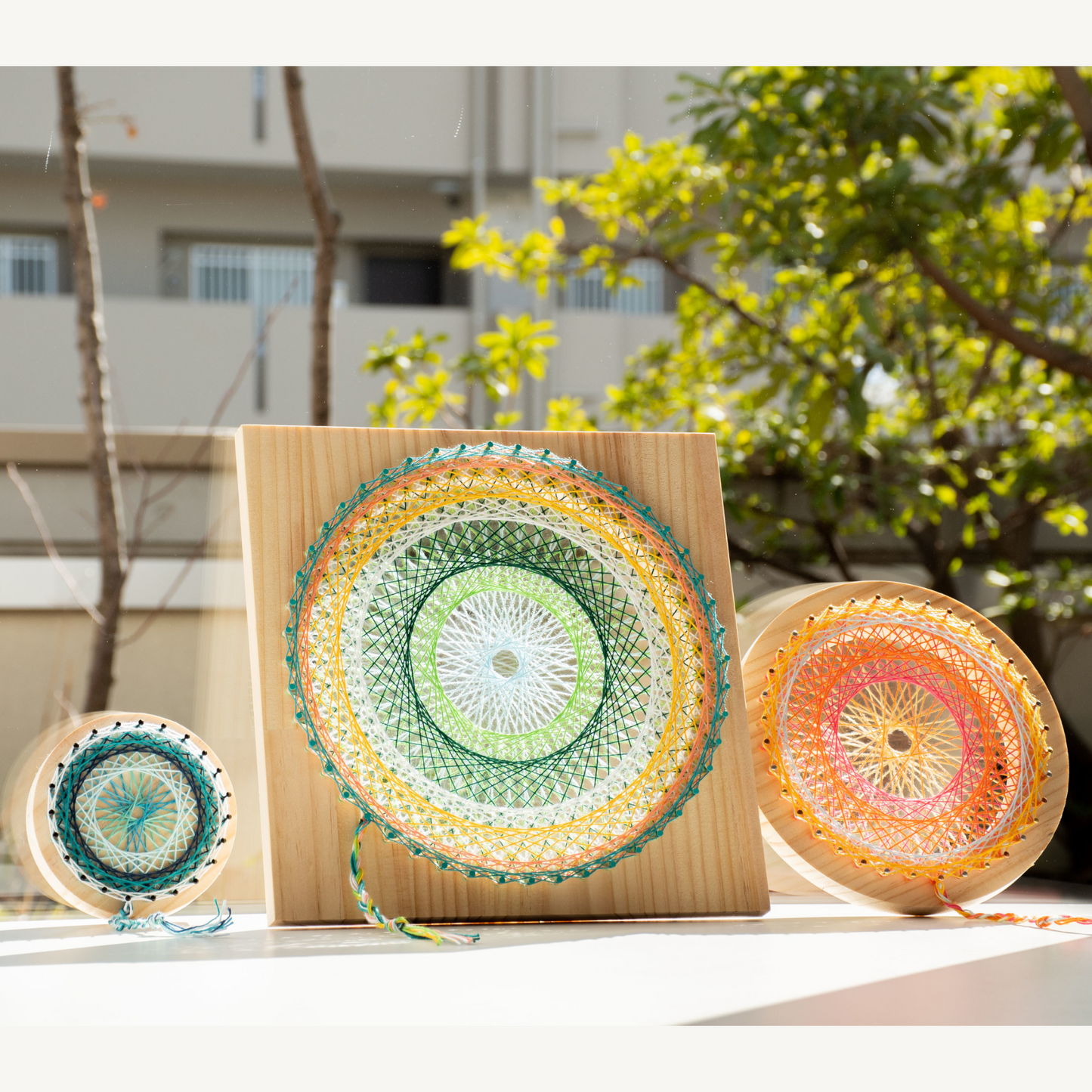 丸型木材 3枚セット(糸かけ曼荼羅レシピ付き)